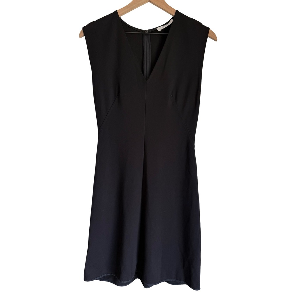 Everlane Black Sleeveless V-Neck Fit and Flare Mini Dress Size 2 - Picture 3 of 5